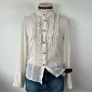 Elegant Cream Ruffled Women's Top